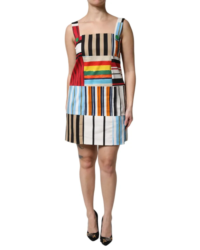 Dolce & Gabbana Women Multicolor Cotton Stripe Sleeveless Dress Multicolor