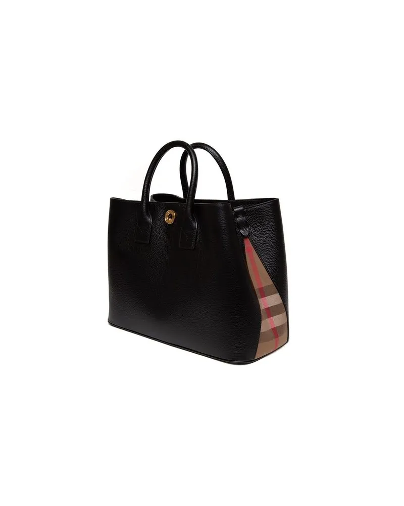 Burberry Bermondsey Grained Leather Top Handle Bag — Black Black