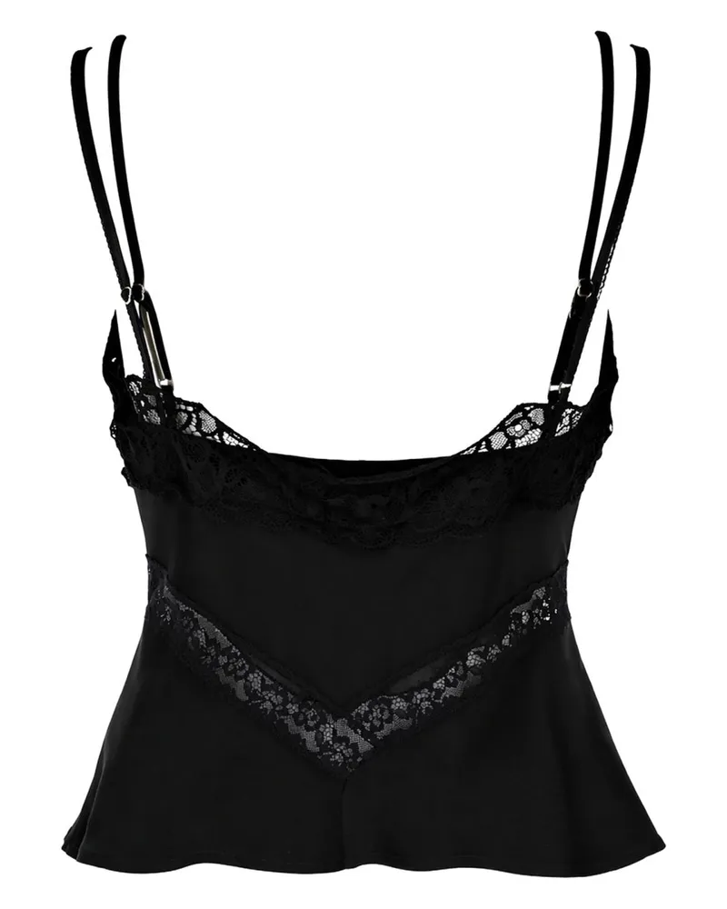 MSGM Lace-Trim Acetate Blouse — Black Black