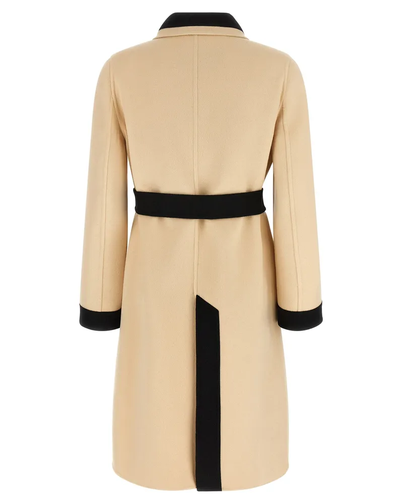 Valentino Garavani Contrast-Trim Wool Coat — Cream Cream