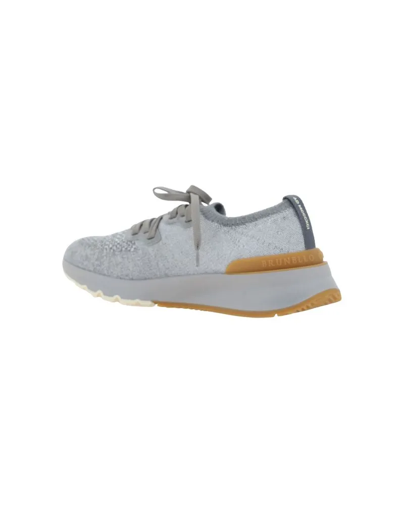 Brunello Cucinelli Men's Gray Cotton Athletic Sneakers Gray