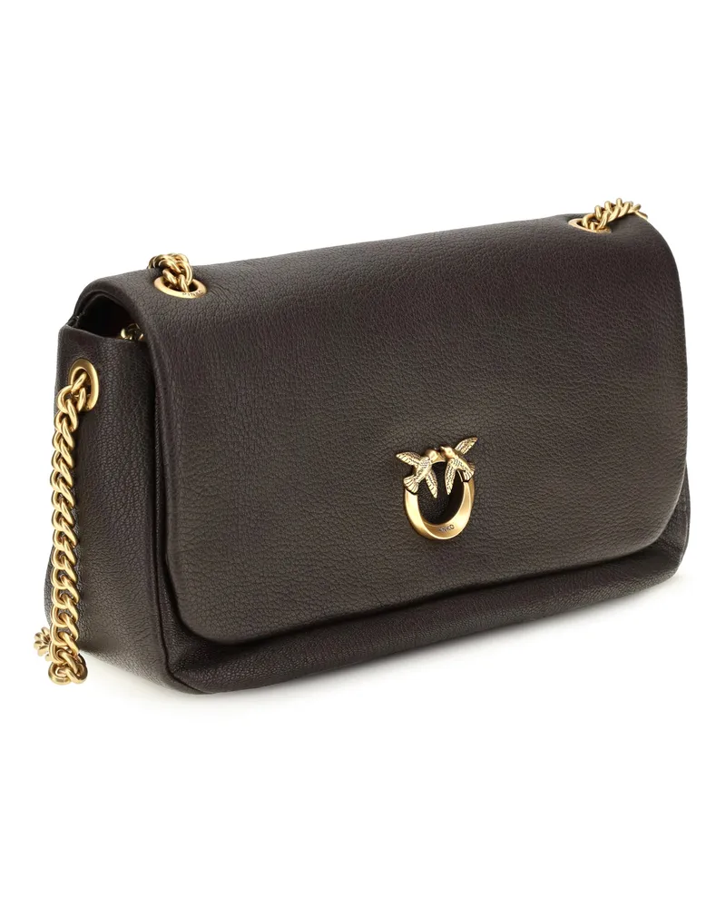 Pinko Women's Shoulder Bag Love Birds Click Soft Horizontal Brown Marasca Marasca-Antique Gold Calf Leather (bos Taurus) Marasca/antique Brown