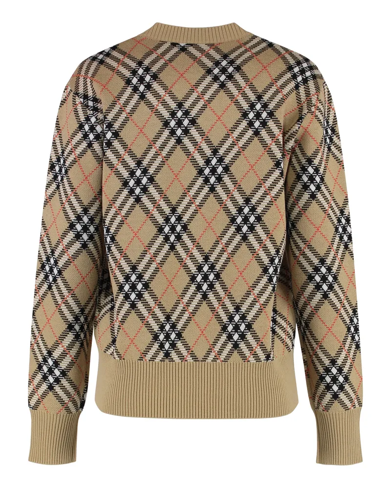 Burberry Women's Pullover Wool-Blend Sand Check Sweater Beige