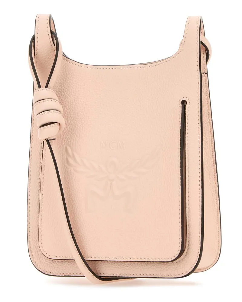 MCM Women's Pastel Pink Leather Mini Himmel Hobo Crossbody Bag Peachblush Borse A Tracolla Pink