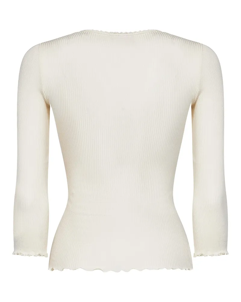 Chloé Ribbed Cotton-Silk Sweater — White White
