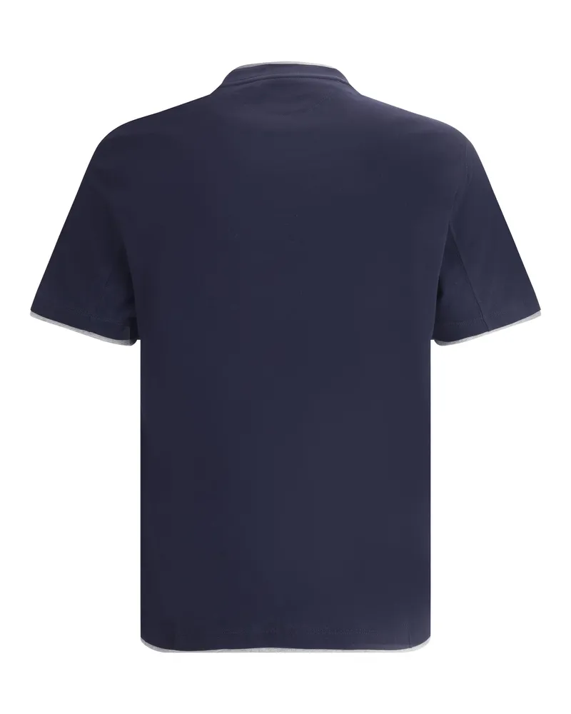 Brunello Cucinelli Men Cotton T-Shirt Cobalto+grigio Medio T-Shirts And Polos Navy