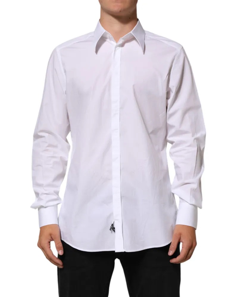 Dolce & Gabbana White Cotton Martini Men Formal Dress Shirt White