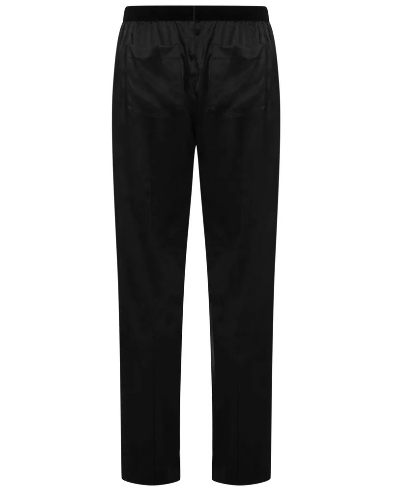 Tom Ford Men's Silk-Blend Trousers With Velvet Waistband Black Black