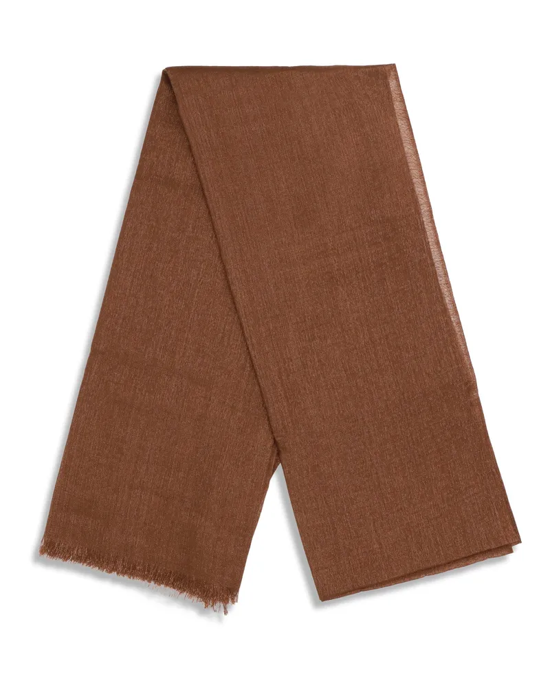 Brunello Cucinelli Women's Silk And Cashmere Scarf Fire Brick Scarfs Brown