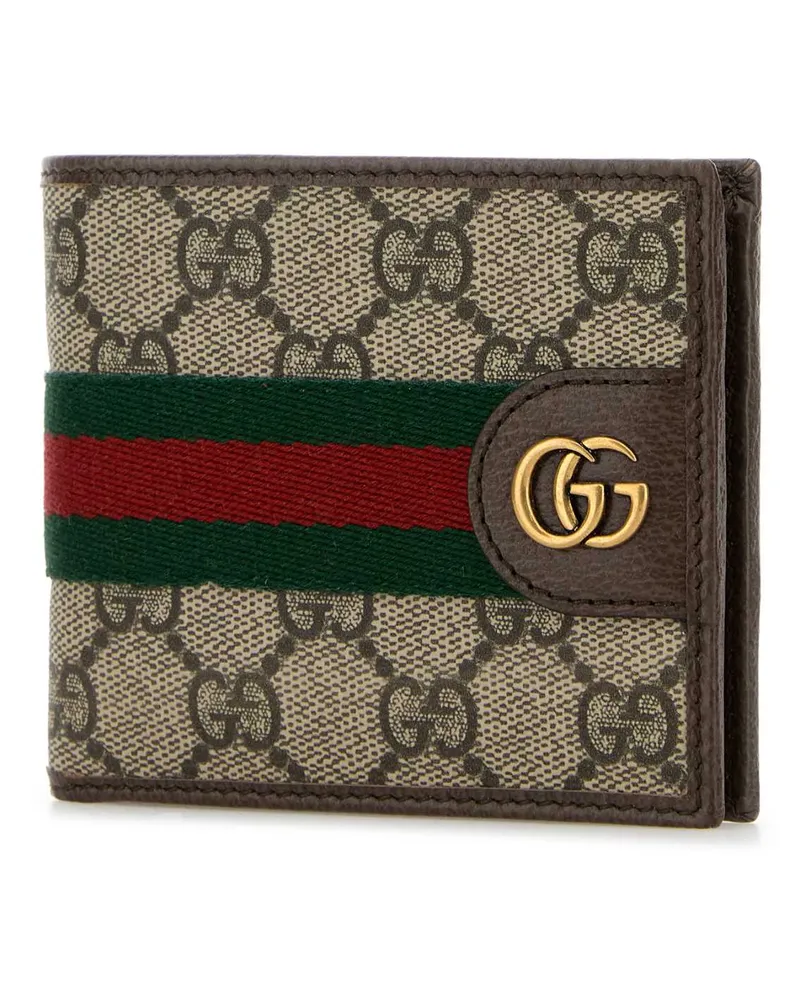 Gucci Men's Printed Canvas Wallet Oldbebnacerovrv T Polyurethane Polyamide Portafogli Beige