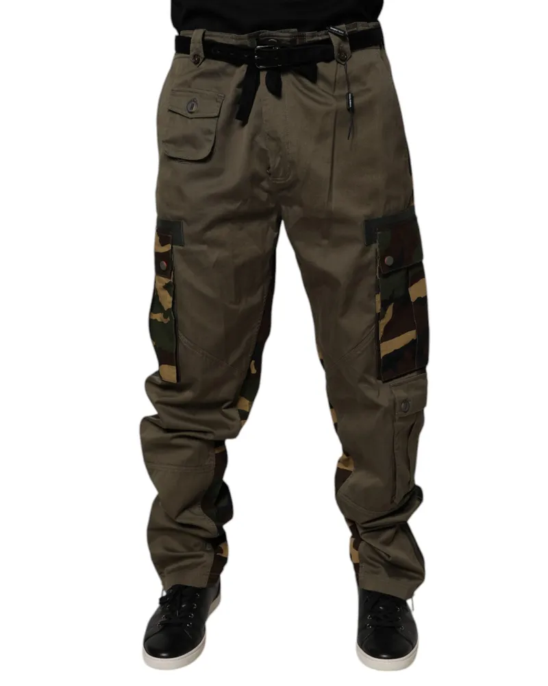Dolce & Gabbana Men's Multicolor Patchwork Camouflage Cargo Pants Cotton Multicolor