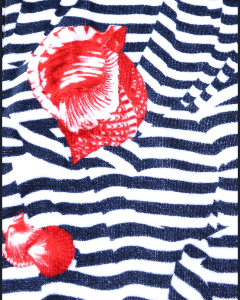 Dolce & Gabbana Women's Multicolor Stripes Seashells Beach Towel Cotton Clothing Navy