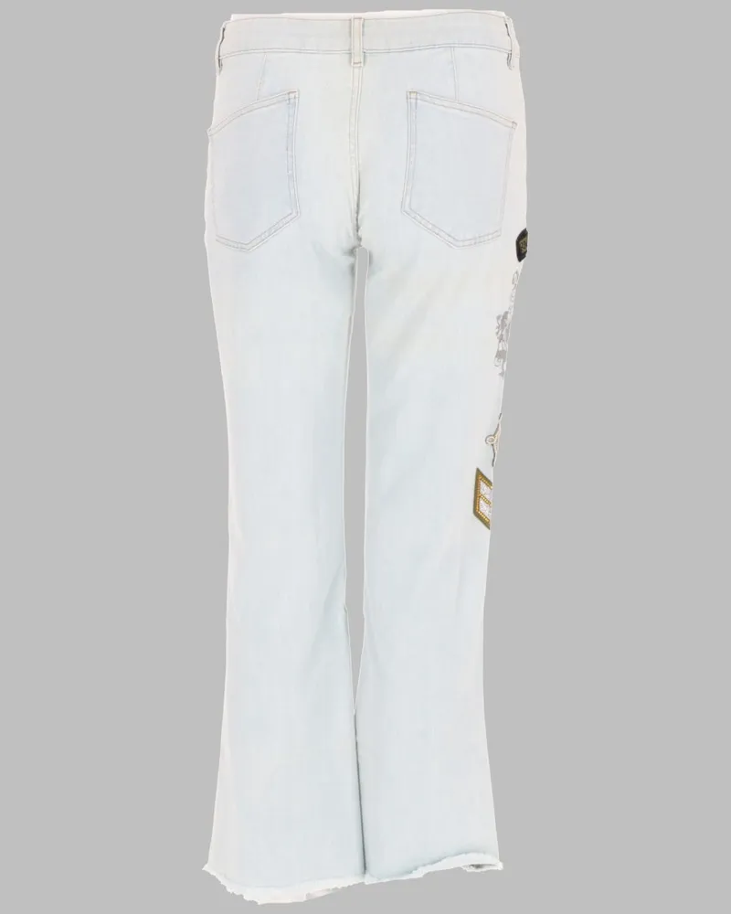 Mr & Mrs Italy Patchwork & Printed Jeans — White White