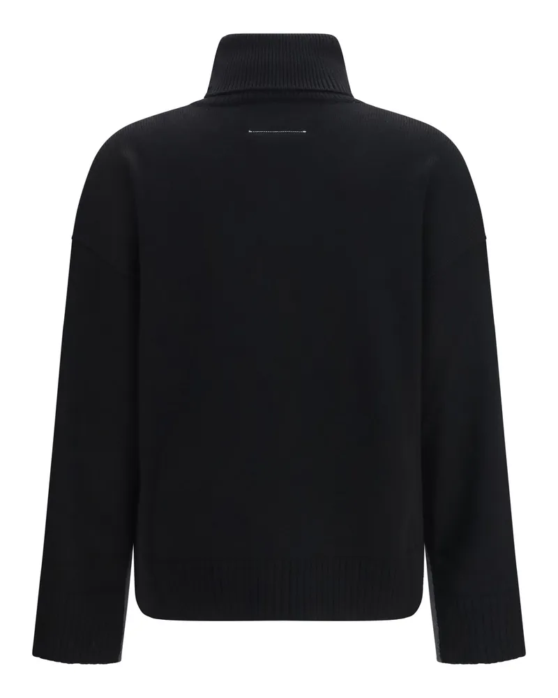 Maison Margiela Two-Tone Merino Wool Sweater — Black Black