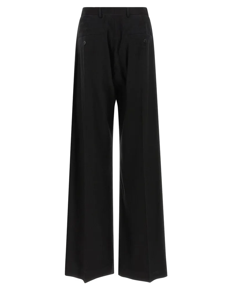 Rick Owens Wool Blend Wide-Leg Trousers — Black Black