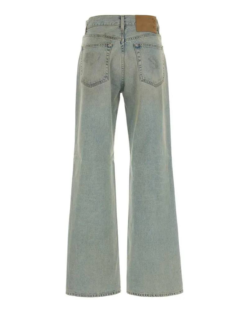 Haikure Women's Denim Korea Jeans Soft Stained Sky Blue