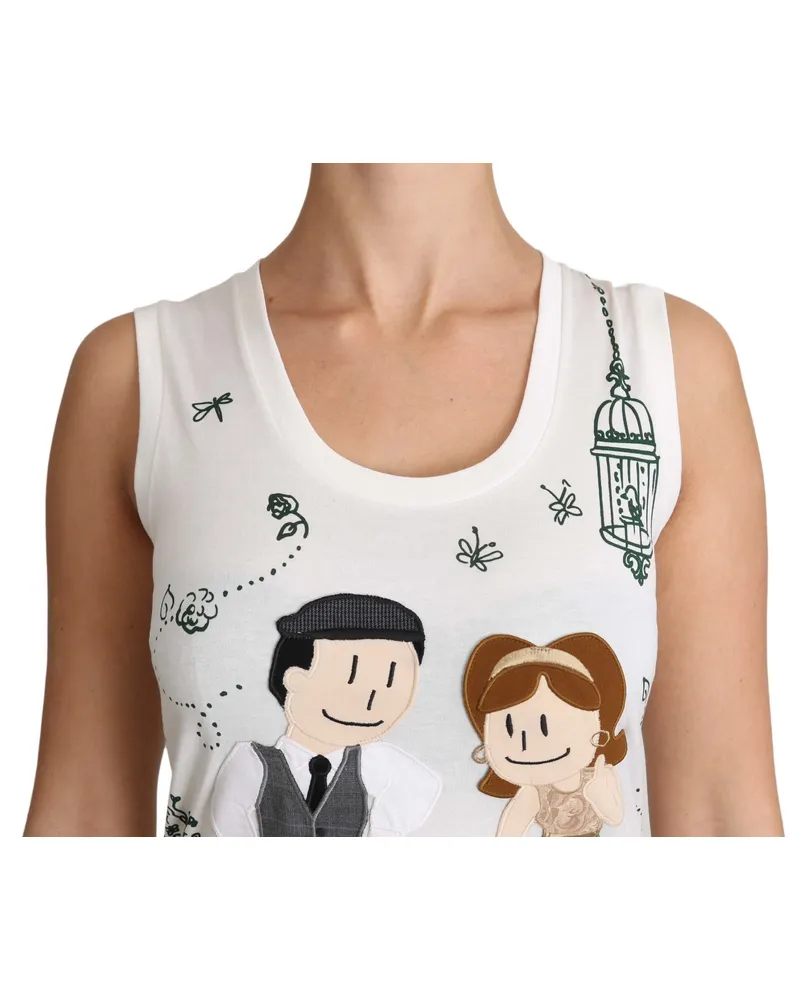 Dolce & Gabbana Women White Cotton #dgfamily Sleeveless Shirt Tank Top Silk White