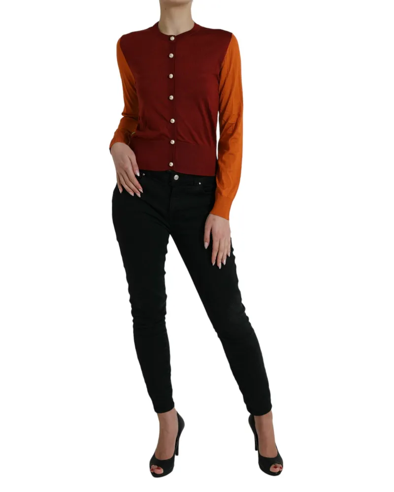 Dolce & Gabbana Women's Silk Crewneck Cardigan Multicolor Multicolor