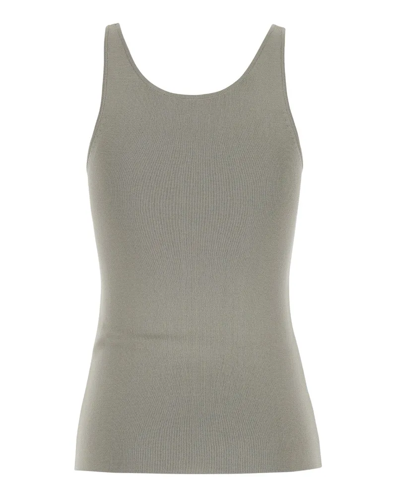 Totême Women's Grey U Neck Tank Top Lightweight Knit Gray