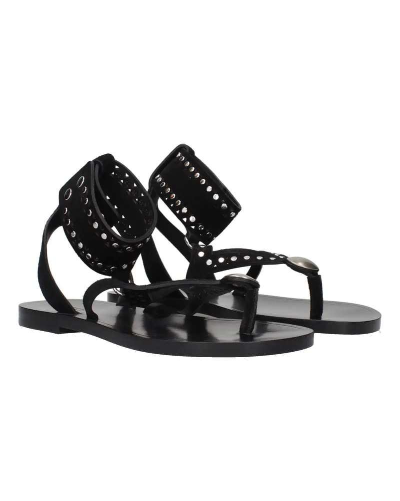 Isabel Marant Women's Black Leather Flip-Flop Sandals Black