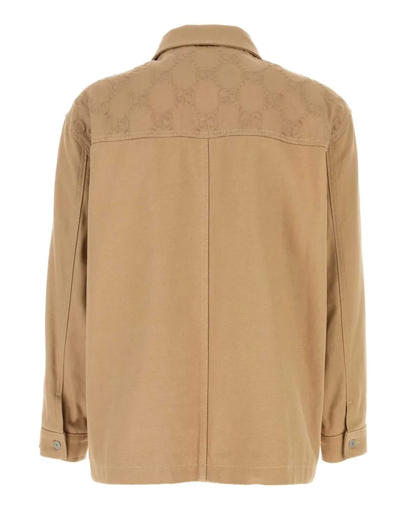 Gucci Men's Camel Cotton Jacket Beigemix Giubbini Beige