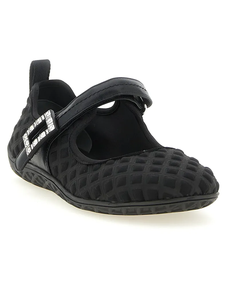 Roger Vivier Viv Low Ballet Flat — Black Black