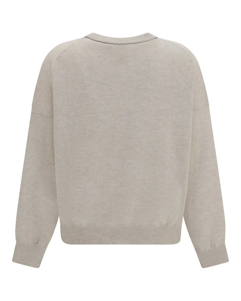 Brunello Cucinelli Cashmere with Monili Chain Sweater — Beige 