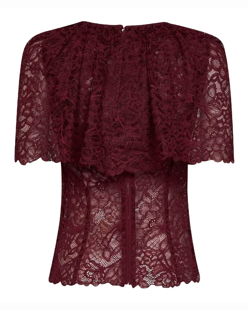 Self-Portrait Women's Lace Cape Top Burgundy Polyamide Tops Burgundy