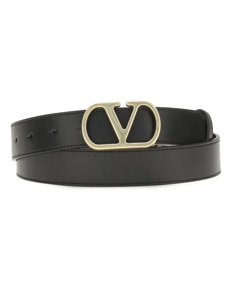Valentino Garavani Men's Leather Belt Vlogo Signature Black Calf Black