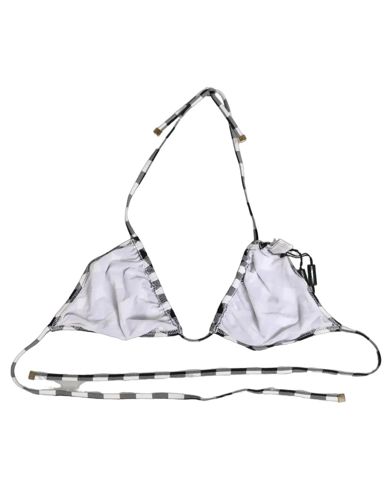 Dolce & Gabbana Women's Black White Checkered Halter Beachwear Bikini Top And Nylon Elastane Accessory Black
