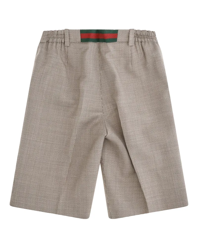 Gucci Wool Bermuda Shorts For Boy Brown-Cream-Mix Merino Ovis Aries Brown/cream/mix Brown