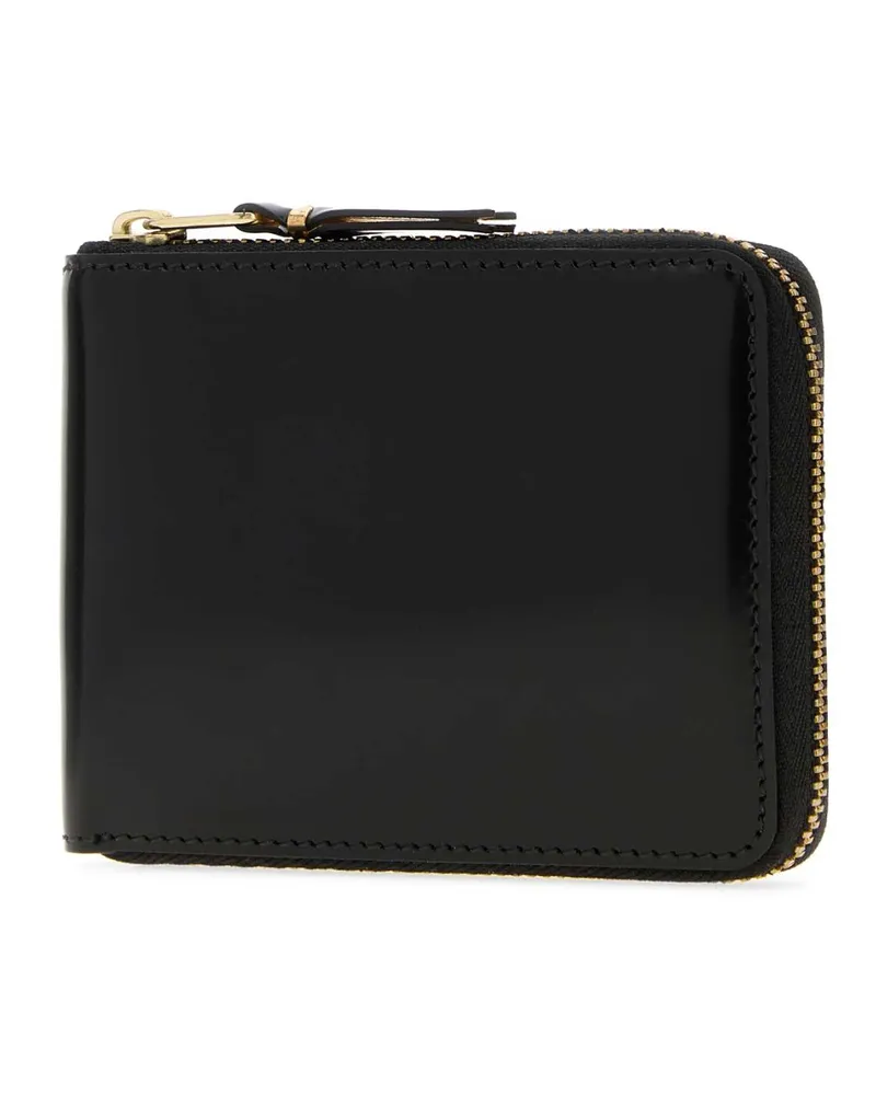 Comme des Garçons Men's Black Leather Wallet Gold Portafogli Black