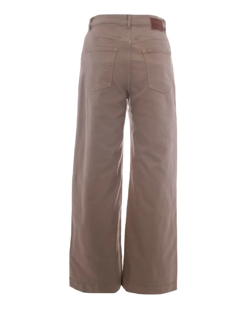 P.A.R.O.S.H. Wide-Leg Cotton Trousers — Taupe Taupe