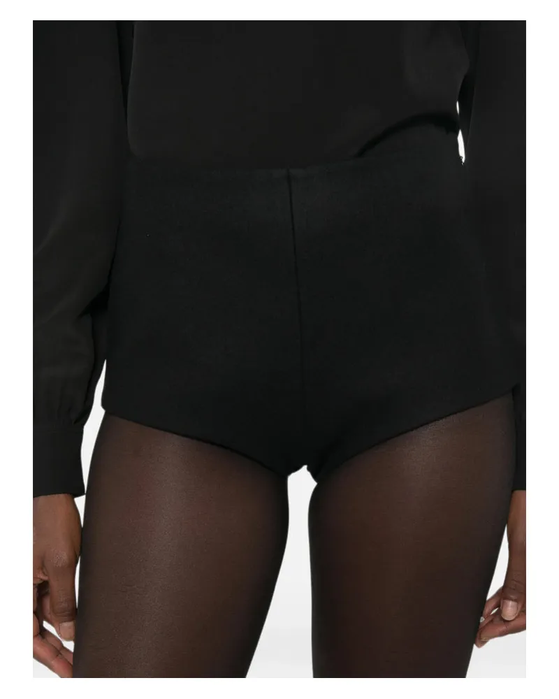 ANDAMANE High-Waisted Stretch Virgin Wool Shorts — Black Black