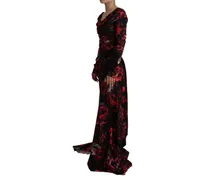 Women's Floral Silk Dress Black Elastane