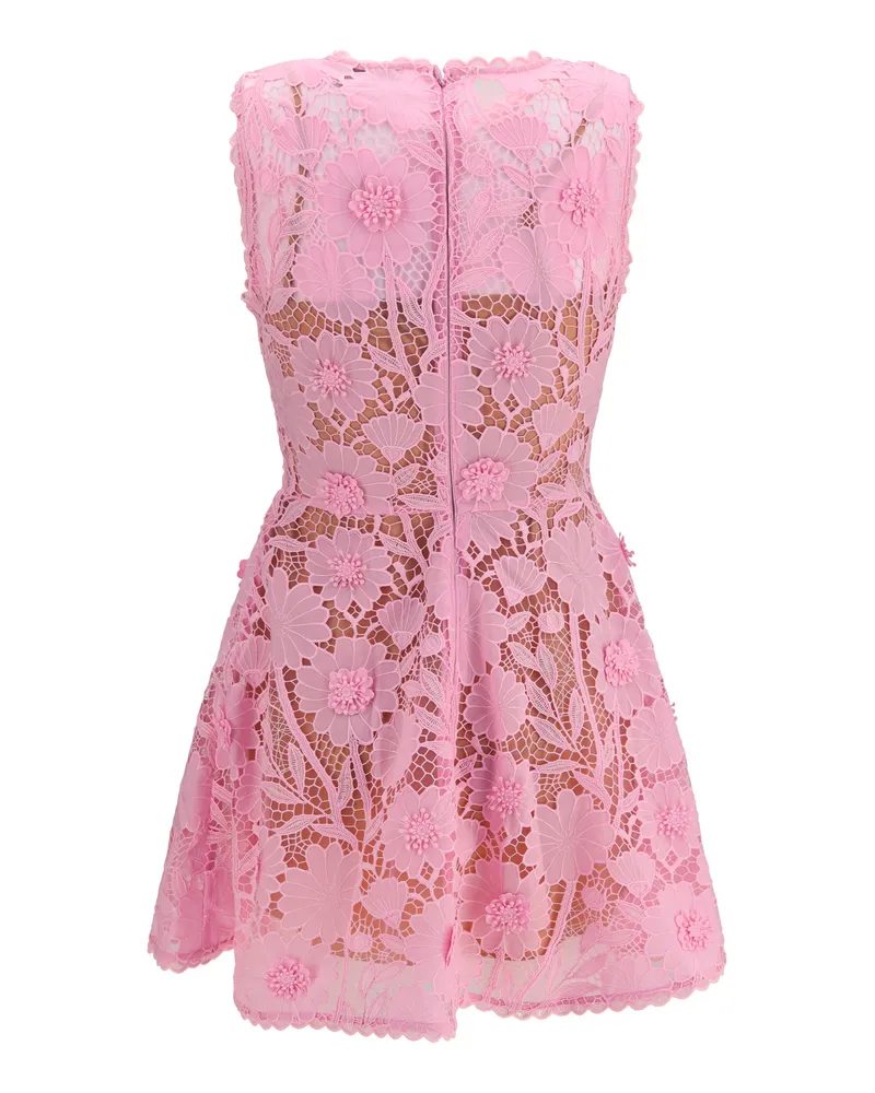 Self-Portrait Women's Short Lace Dress Pink Polyester Pink