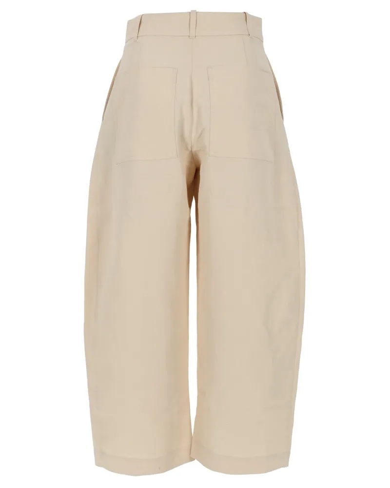 Studio Nicholson Wide-Leg Cotton Trousers — Beige Beige