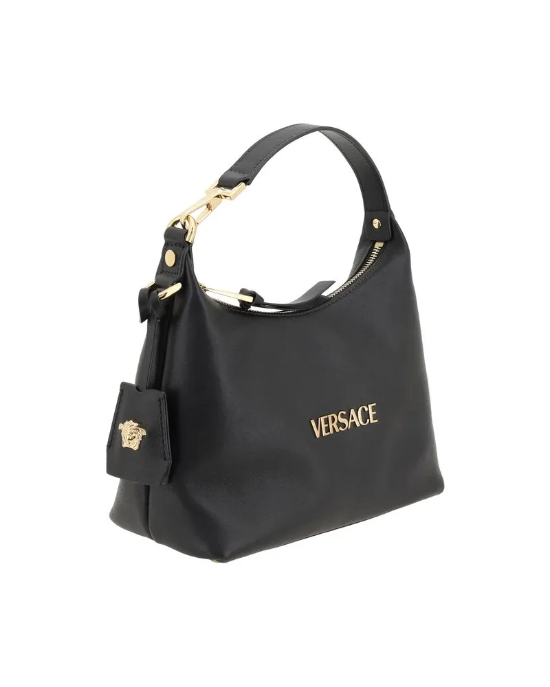 Versace Women's Black Calf Leather Bos Taurus Handbag Bag Black