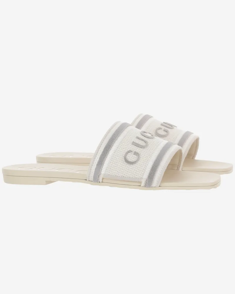 Gucci Cotton Slider Sandals — White White