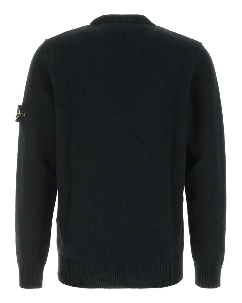 Stone Island Men's Black Wool Blend Sweater Exterior: Virgin Nylon Maglieria Black