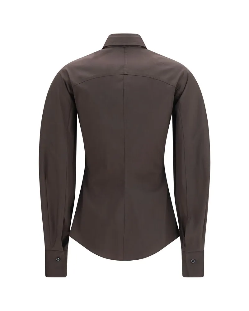 Brunello Cucinelli Women's Brown Cotton Dress Shirt Brown