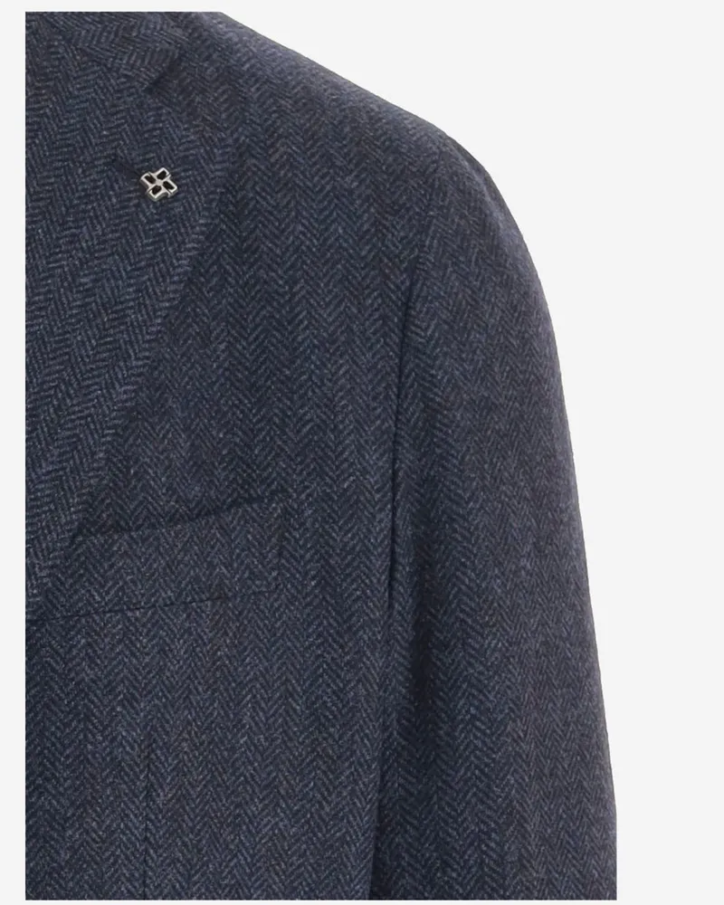 Tagliatore Men's Wool And Cashmere Jacket Navy Virgin Navy