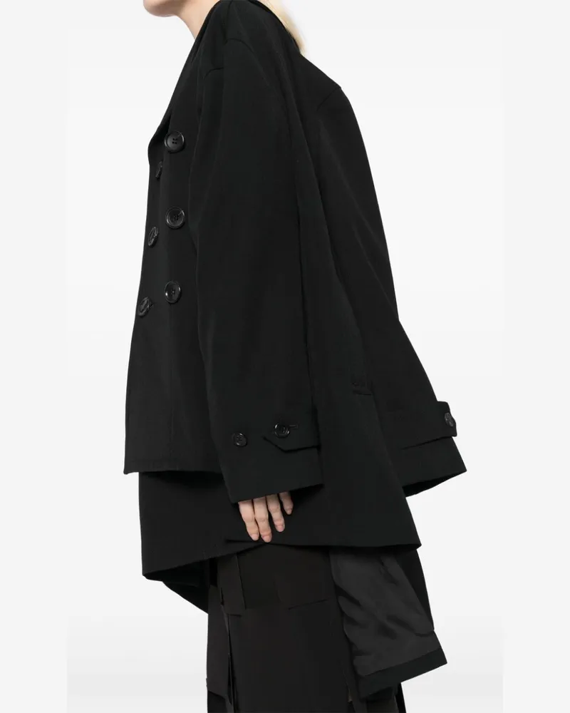 Comme des Garçons Double-Breasted Wool Coat — Black Black