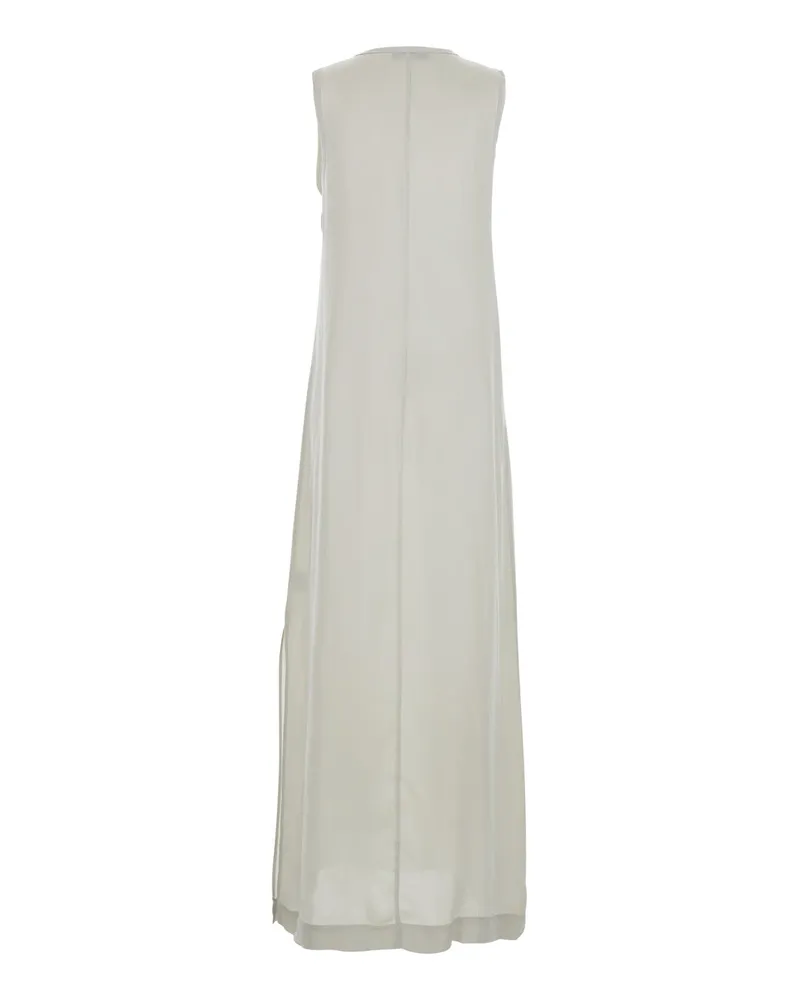 Jucca Women's White Long Dress With U-Neck And Back Closure Viscose White
