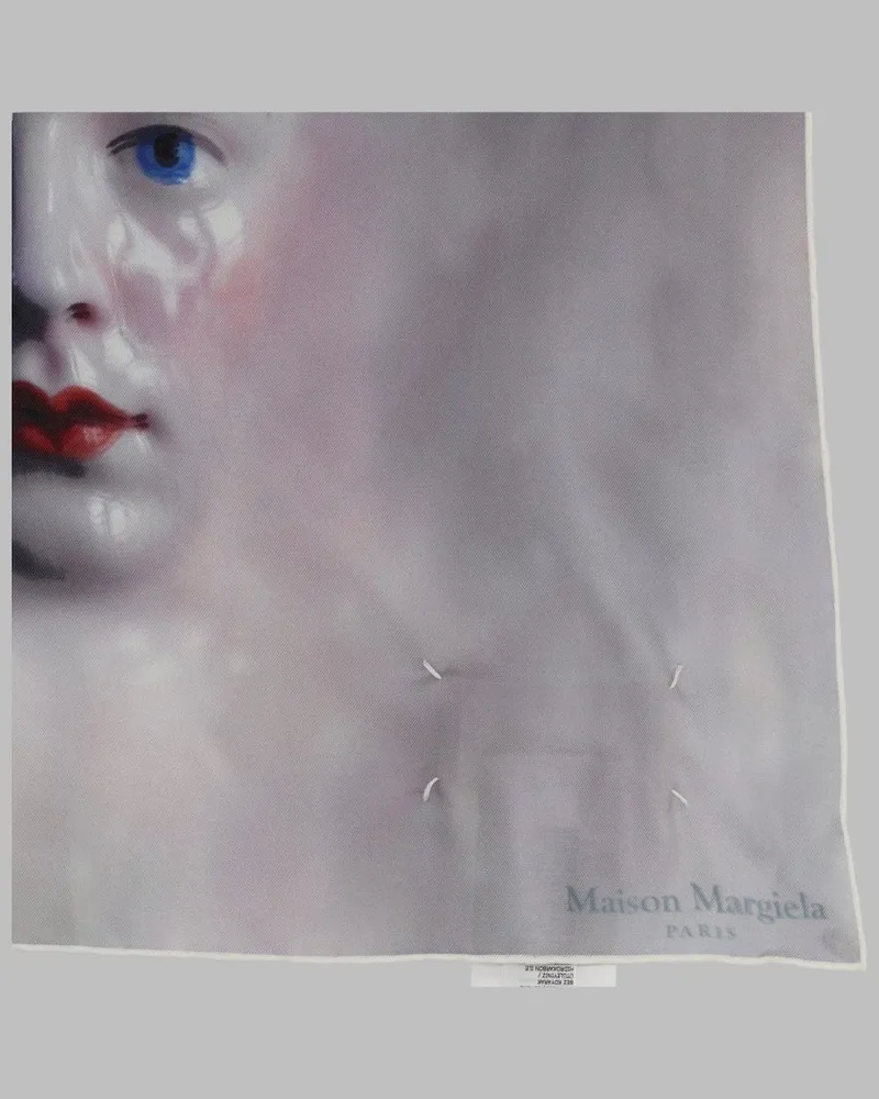 Maison Margiela Printed Silk Scarf — Gray Gray