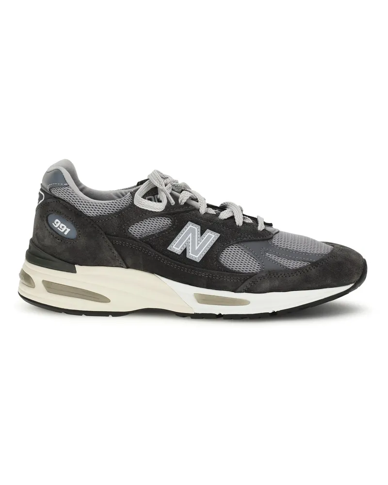 New Balance Leather and Mesh Sneaker — Gray 