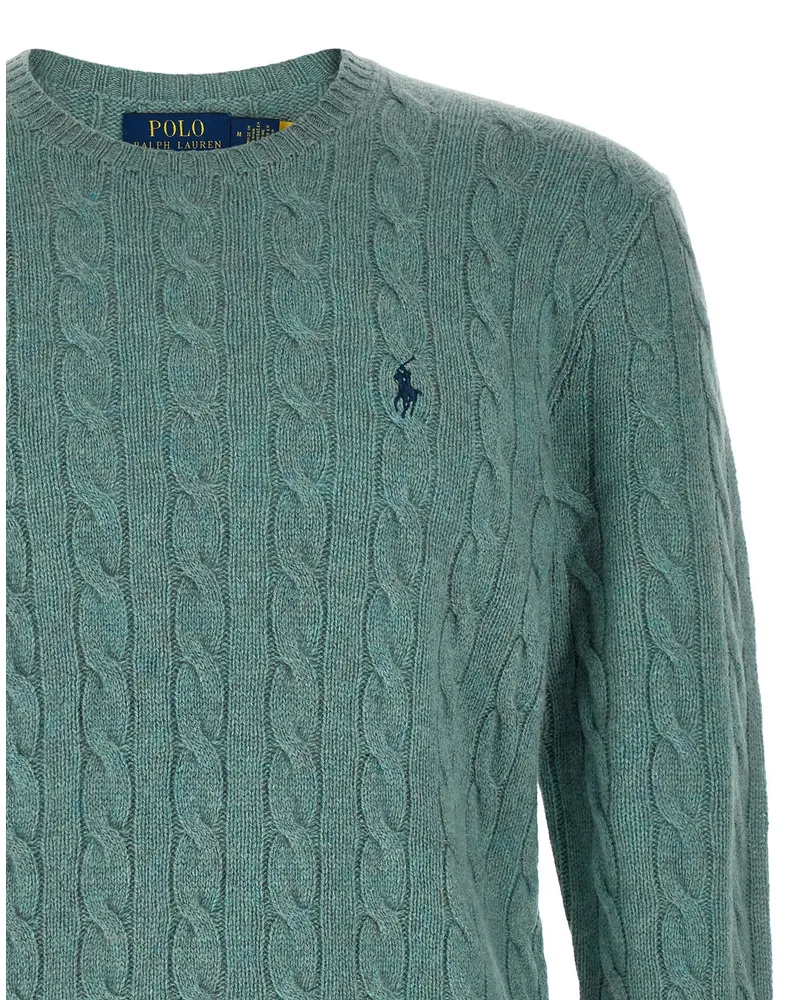 Ralph Lauren Cable-Knit Wool-Cashmere Sweater — Green Green