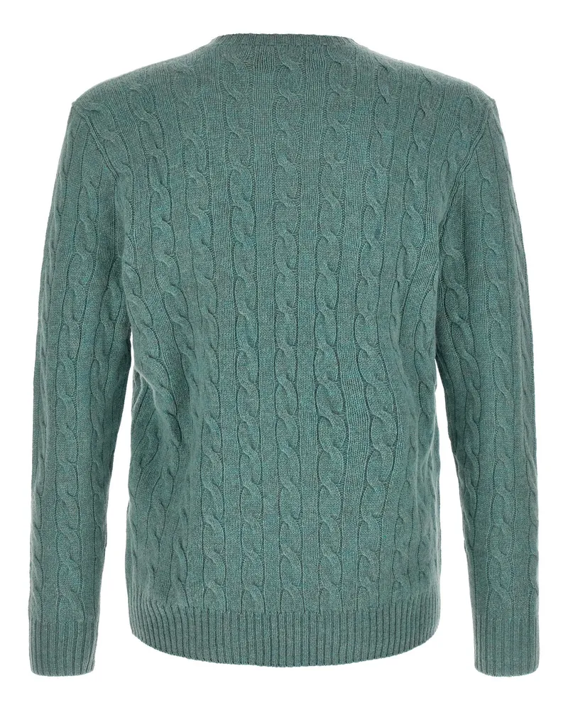Ralph Lauren Cable-Knit Wool-Cashmere Sweater — Green Green