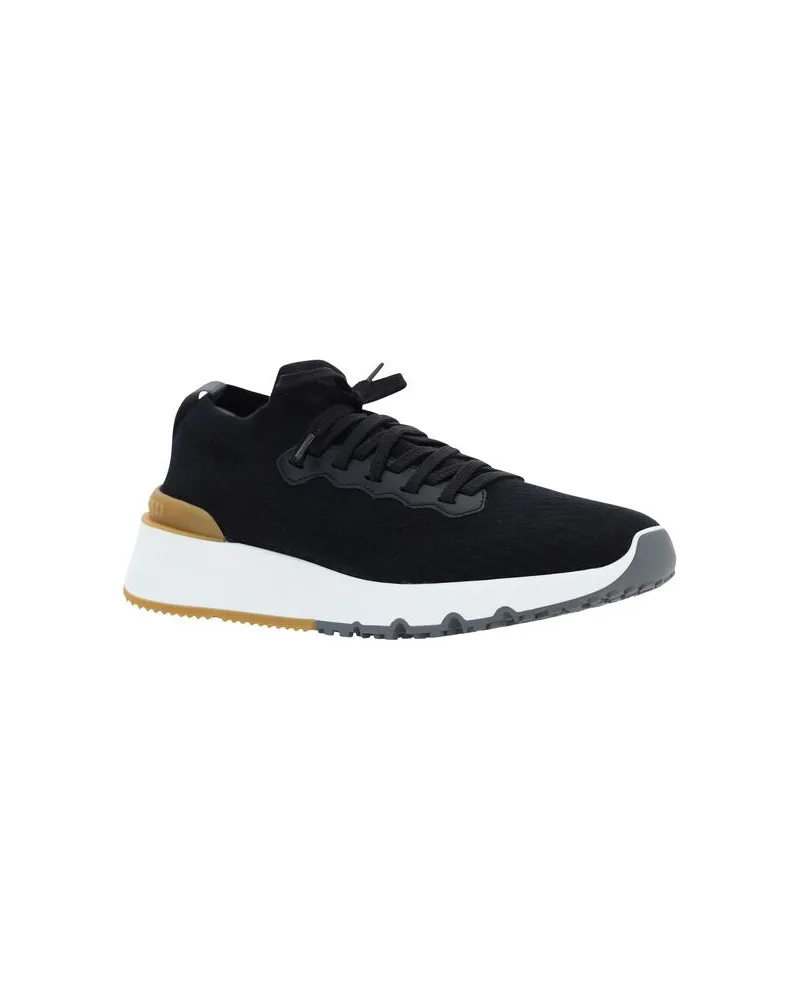 Brunello Cucinelli Men's Black Cotton Athletic Sneakers Black