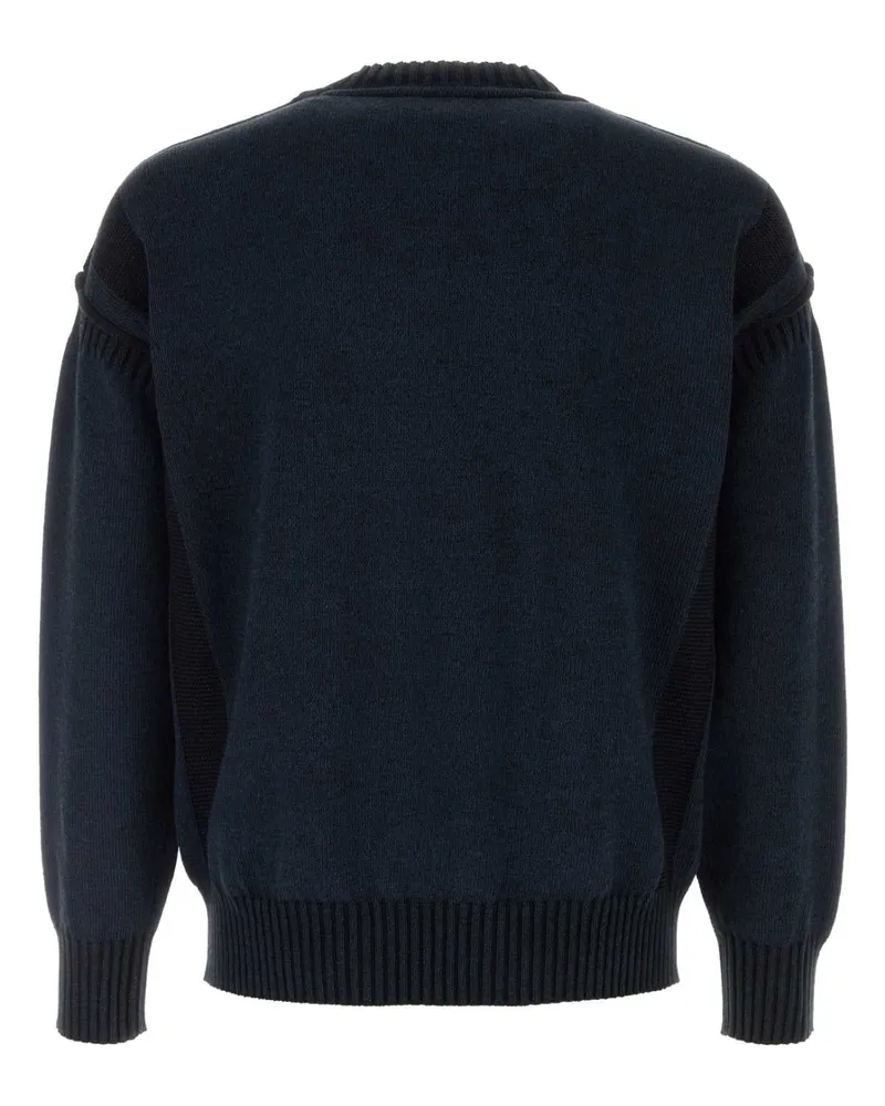 Kenzo Men's Midnight Blue Cotton Blend Sweater Black Exterior: Wool Maglieria Navy